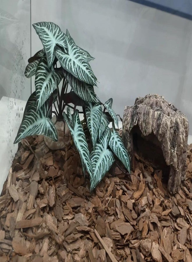 KERUIDENG Reptile Plants,Terrarium Decor,Amphibian Habitat Decor,Artificial Plants for Gecko Chameleon Snake Tortoise Tank Accessories with Base(Xanthosoma sagittifolium) - Image 5